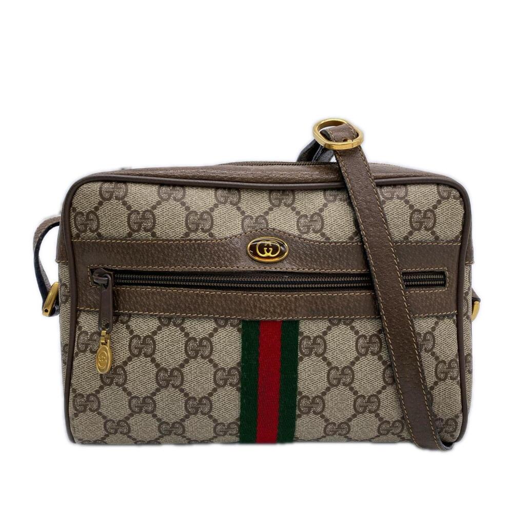 GUCCI Sherry Line Old Gucci Shoulder Bag 56 Beige Multi Leather Women's